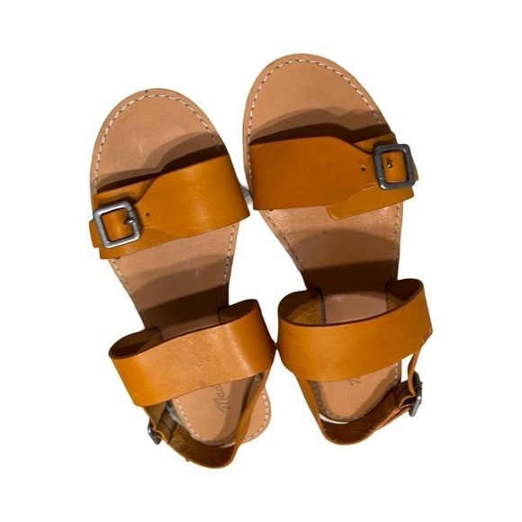 MADEWELL The Boardwalk Buckle Sandal Cognac Smooth Leather Sz 7.5 - Picture 2 of 6
